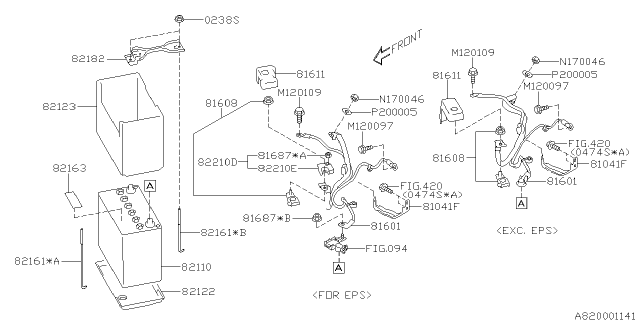 2019 Subaru WRX STI Battery Assembly Diagram for 82110AE011