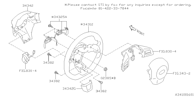 2019 Subaru WRX STI Steering Column Diagram 1