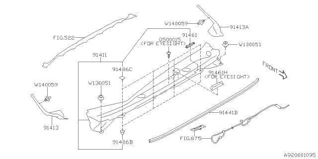 2019 Subaru WRX STI Cowl Panel Diagram