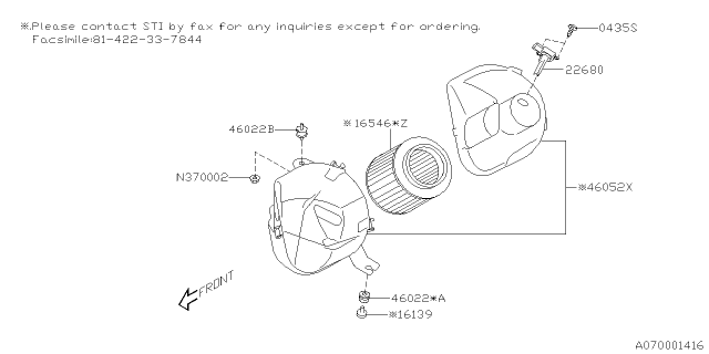 2019 Subaru WRX Element Air CLNR Diagram for ST16546VL000