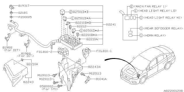 2016 Subaru WRX STI Fuse Box Assembly Diagram for 82241VA030