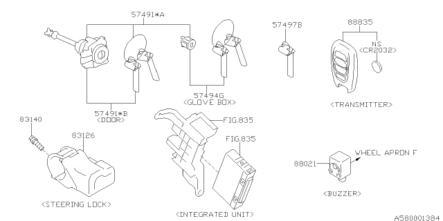 2015 Subaru WRX Key Kit & Key Lock Diagram 3