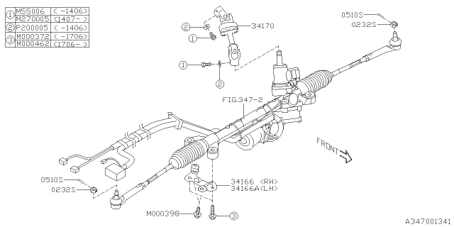 2015 Subaru WRX STI Power Steering Gear Box Diagram 2
