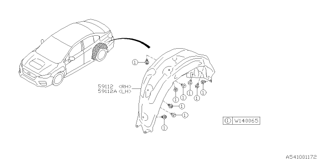 2016 Subaru WRX Mudguard Diagram 2