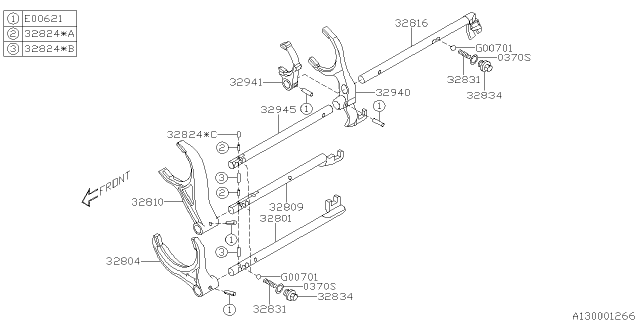 2018 Subaru WRX Shifter Fork & Shifter Rail Diagram 3