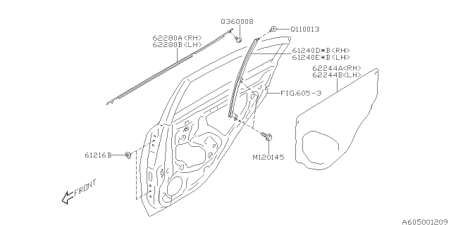 2017 Subaru WRX WEATHERSTRIP Out Door Rear SDNRH Diagram for 62280VA000