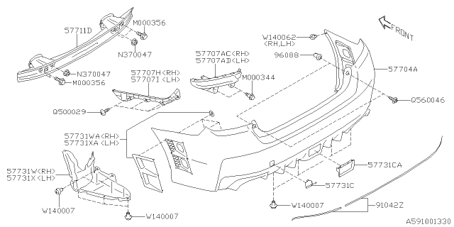 2018 Subaru WRX STI Rear Bumper Diagram 2