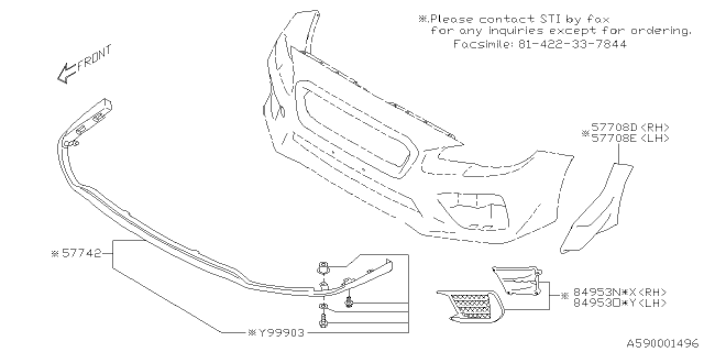 2019 Subaru WRX STI Bumper Sd Bezel RH Diagram for ST57710VV020