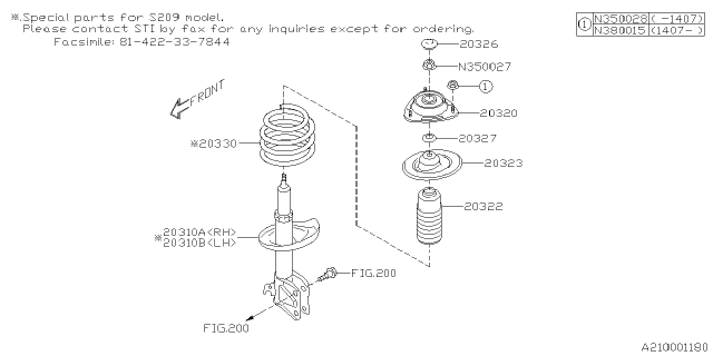 2015 Subaru WRX STI Front Shock Absorber Diagram 1