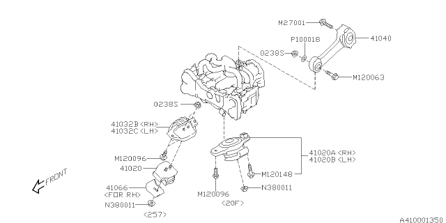 2019 Subaru WRX STI Bracket Complete Front LH Diagram for 41031VA010