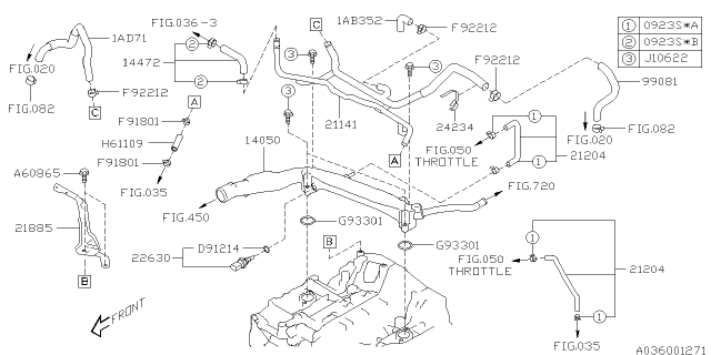 2016 Subaru WRX Hose Assembly Water Diagram for 14472AA550