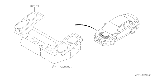 2016 Subaru WRX Hood Insulator Diagram