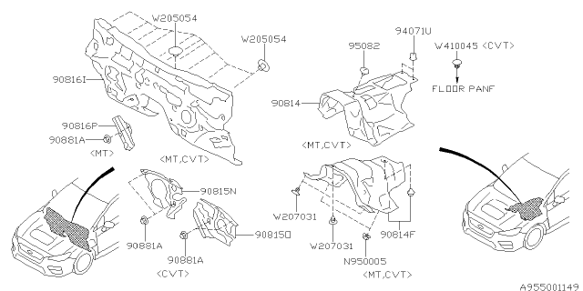 2020 Subaru WRX STI Floor Insulator Diagram