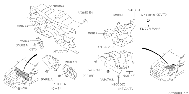 2016 Subaru WRX STI Floor Insulator Diagram