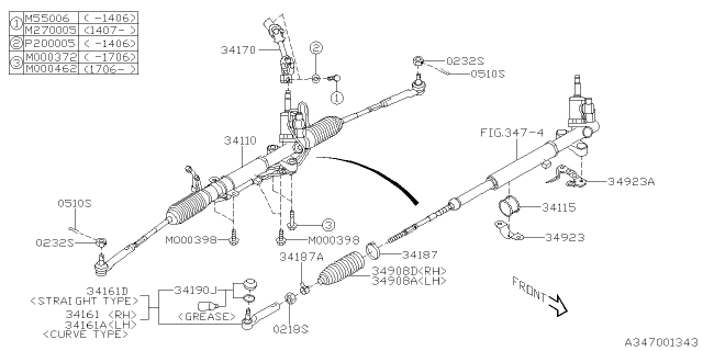 2018 Subaru WRX Steering Universal Joint Assembly Diagram for 34170VA010