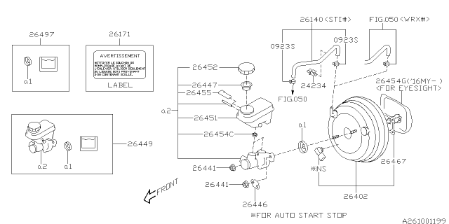 2016 Subaru WRX Brake System - Master Cylinder Diagram 1