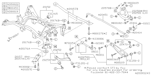 2019 Subaru WRX STI FLANG Bolt Diagram for ST20159ST000
