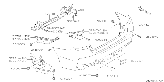 2015 Subaru WRX Bumper Face Rear Sdn Diagram for 57704VA020