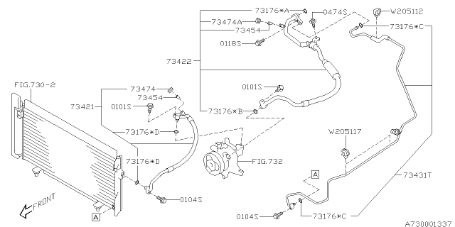 2017 Subaru WRX Hose Assembly Pressure DISCHARG Diagram for 73424FG020