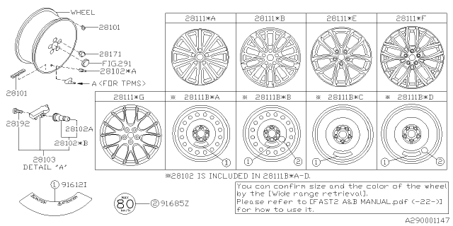 2020 Subaru WRX Label T Tire Diagram for 91551AA062
