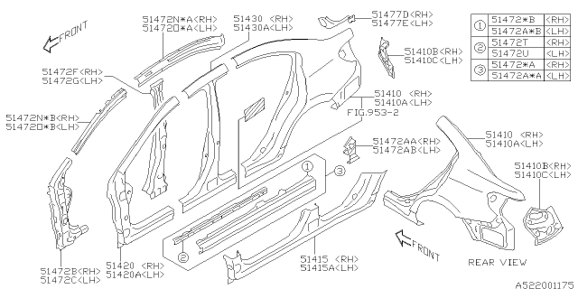 2015 Subaru WRX STI Panel Side Out Sl RPRLH Diagram for 51449VA0109P