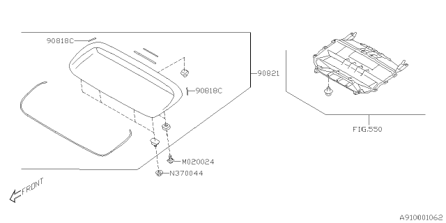 2015 Subaru WRX Grill Hood Front Assembly Diagram for 90821VA000NN