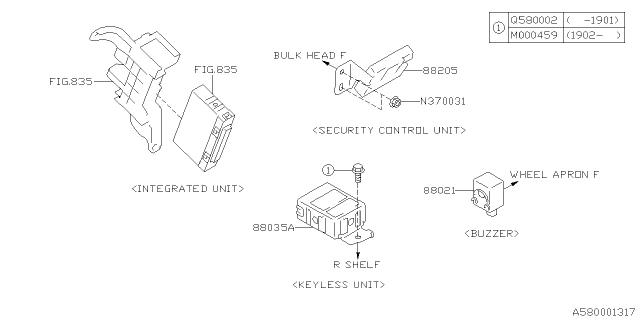 2020 Subaru WRX Key Kit & Key Lock Diagram 5