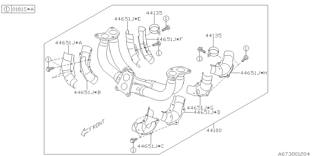 2020 Subaru WRX STI Front Exhaust Pipe Assembly Diagram for 44609AA011