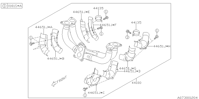 2020 Subaru WRX STI Cover Complete Exhaust Pipe FRO Diagram for 44651AD990