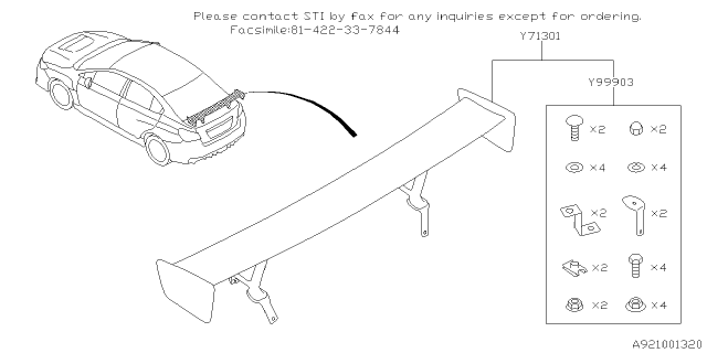 2020 Subaru WRX Spoiler Diagram 4