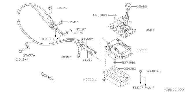 2017 Subaru WRX STI Cover Cable Assembly Diagram for 35053VA000