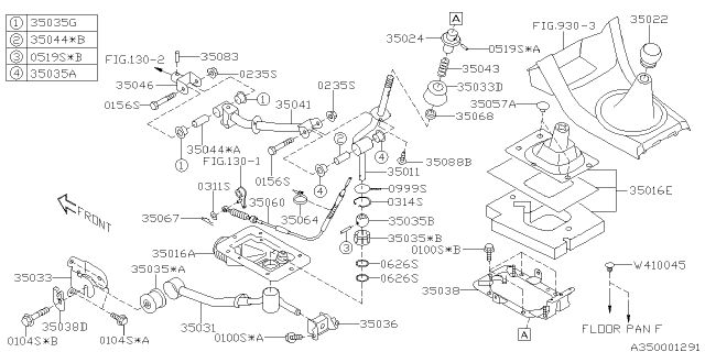 2020 Subaru WRX STI Knob Leather Diagram for 35022VA020