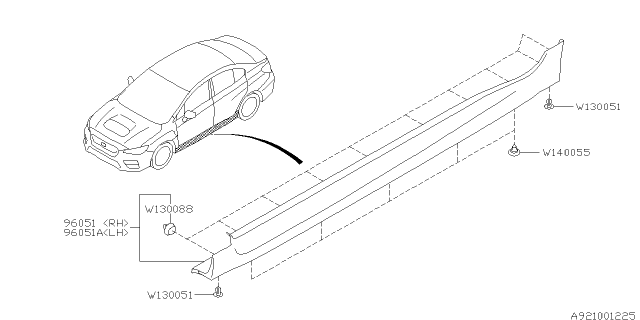 2017 Subaru WRX Spoiler Assembly Side RH Diagram for 96051VA000T2