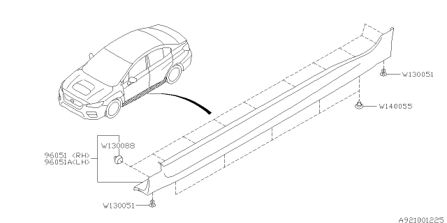 2019 Subaru WRX Spoiler Assembly Side RH Diagram for 96051VA100E4