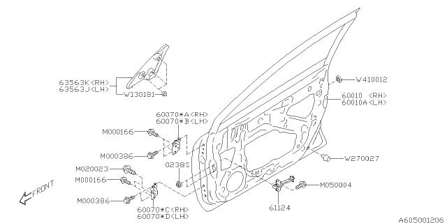 2019 Subaru WRX STI Panel Complete Door Front LH Diagram for 60009VA0309P