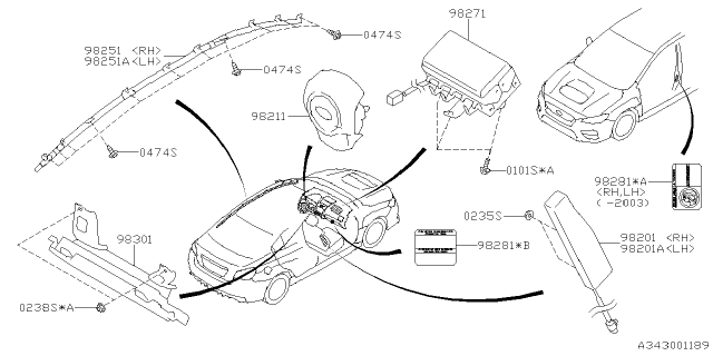 2016 Subaru WRX STI Air Bag Module Assembly C SLH Diagram for 98251VA050