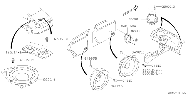 2017 Subaru WRX STI Speaker Assembly BFR Diagram for 86301VA100