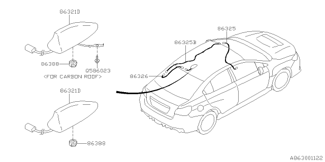 2016 Subaru WRX STI Audio Parts - Antenna Diagram