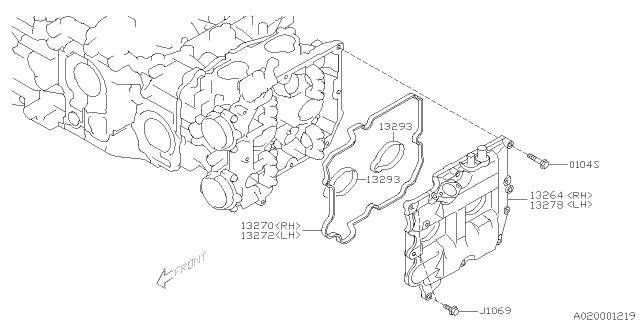 2016 Subaru WRX Gasket Rocker Cover RH Diagram for 13270AA250