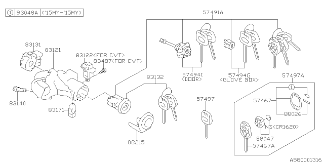 2015 Subaru WRX STI Key Kit Usa Diagram for 57491FJ081
