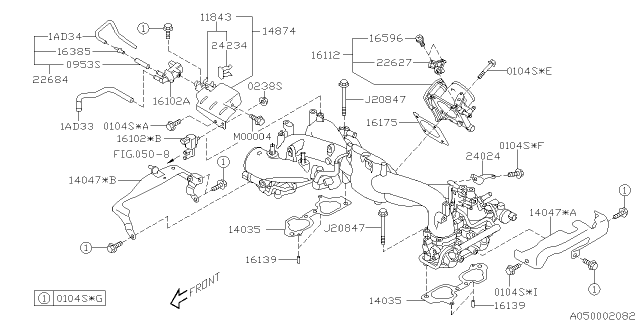 2016 Subaru WRX STI Gasket Throttle Chamber Diagram for 16175AA440