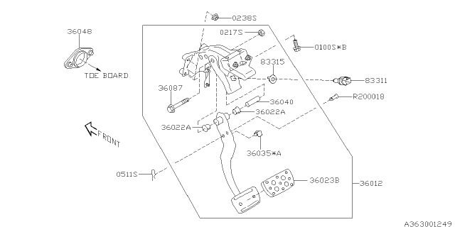 2019 Subaru WRX STI Pedal System Diagram 3