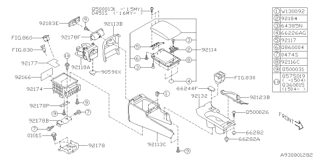 2015 Subaru WRX Console Box Diagram 1