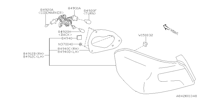 2020 Subaru WRX STI Lamp - Rear Diagram