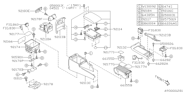 2018 Subaru WRX Console Lower Kwr Lid Assembly Diagram for 92114VA160VH