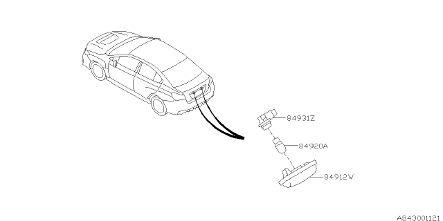 2019 Subaru WRX STI Lamp - License Diagram