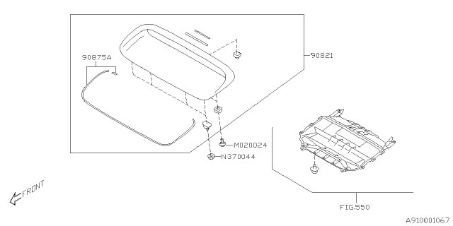 2020 Subaru WRX STI Packing Hood Grille Diagram for 90875VA030