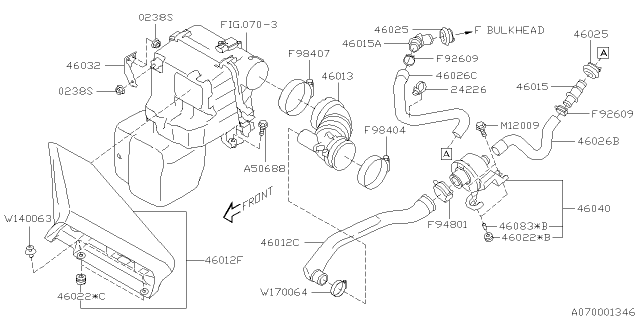 2016 Subaru WRX STI Duct Air Intake Diagram for 46012AG001