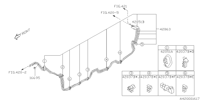 2015 Subaru WRX Clamp Center B Diagram for 42037VA050