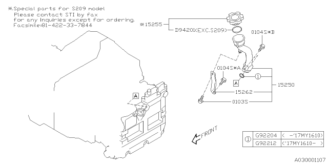 2020 Subaru WRX Oil Filler Duct Diagram